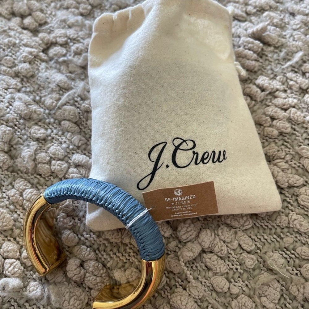 NWOT J Crew! Cotton raffia-wrapped cuff bracelet. Size Small/Medium